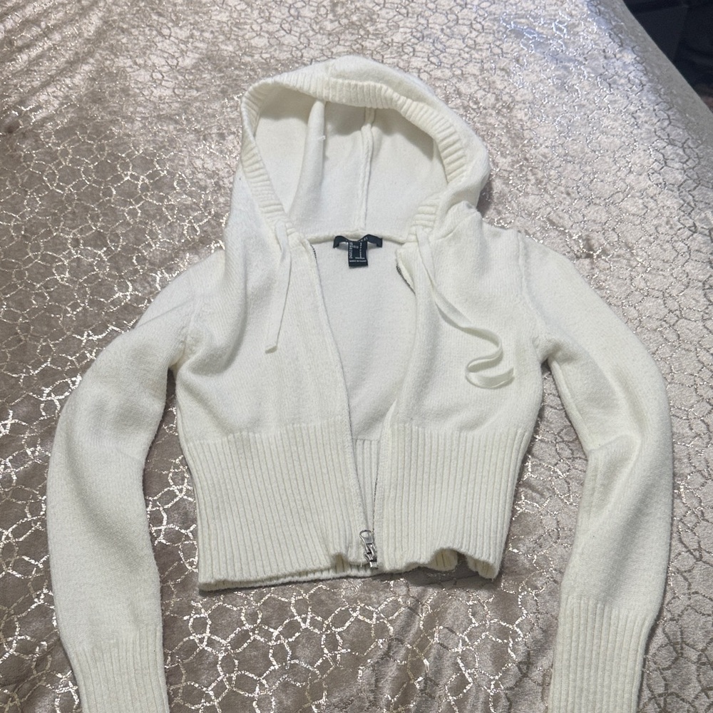 Forever 21 Kids White Hooded Jacket